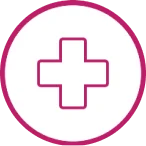 Een pictogram van een kruis dat veiligheid symboliseert.