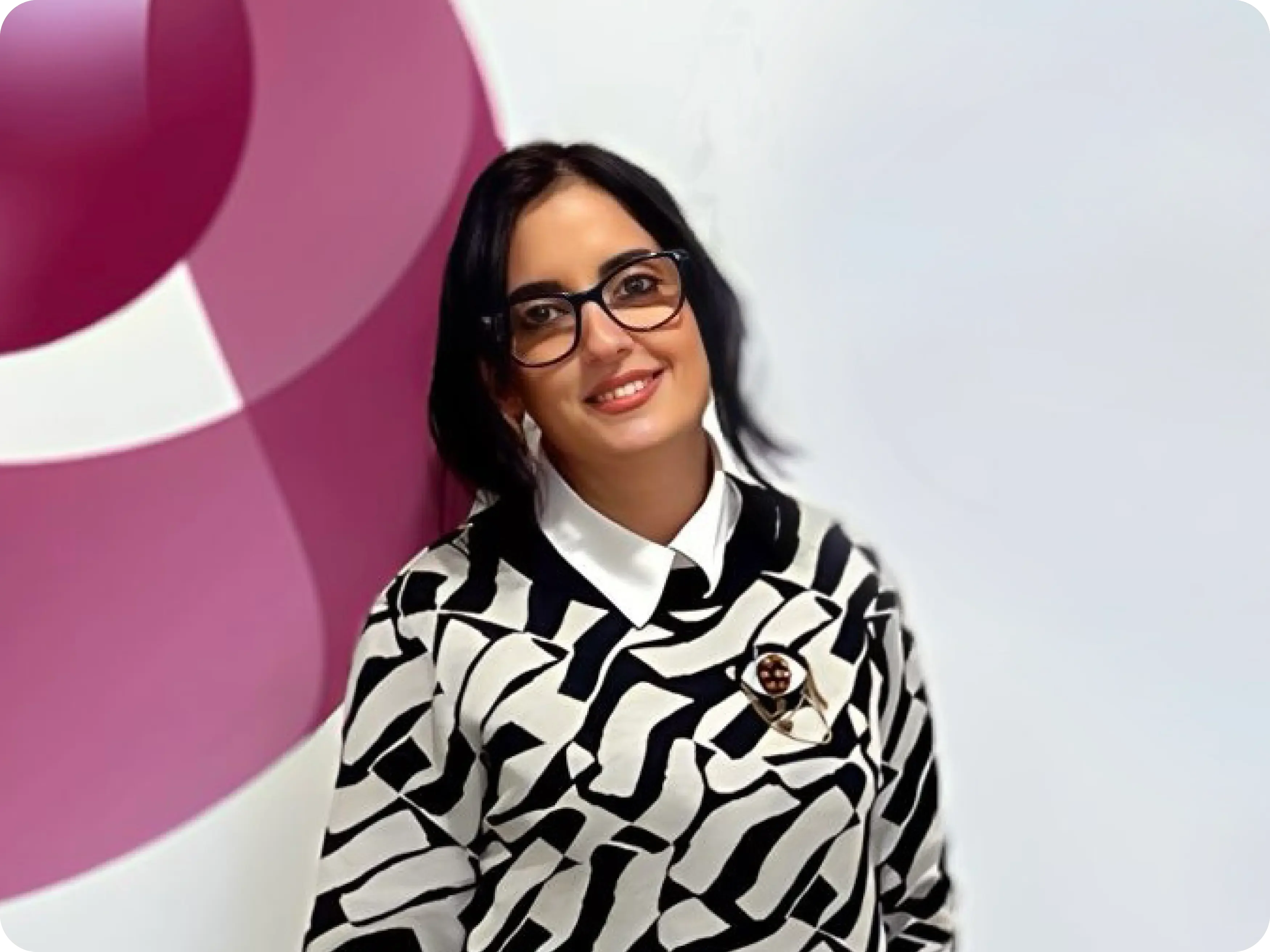 a woman wearing glasses