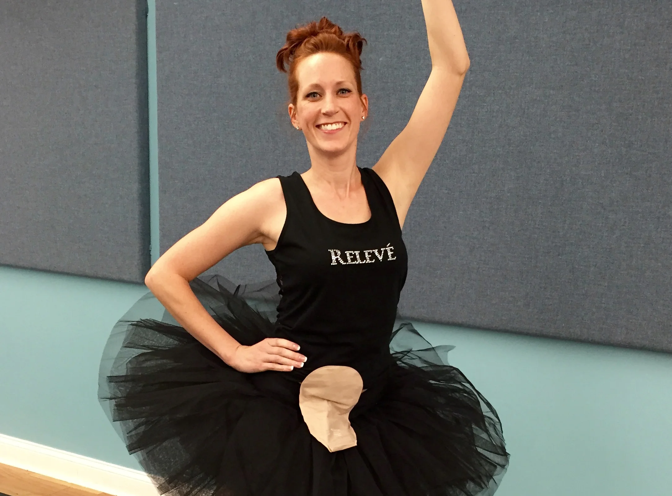 a woman in a black dress